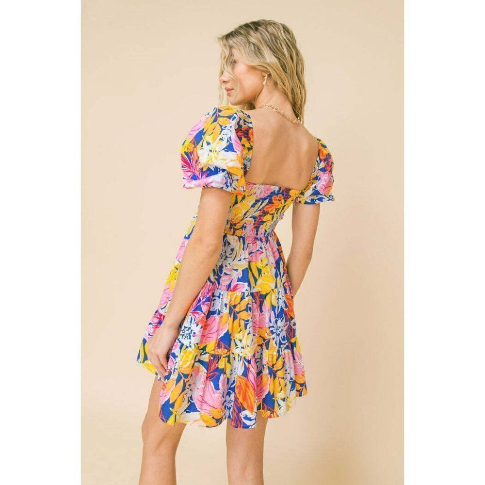 FLYING TOMATO LOVELY MEETING YOU WOVEN MINI DRESS FLORAL FLIRTY VACAY ID18744 - Picture 12 of 13